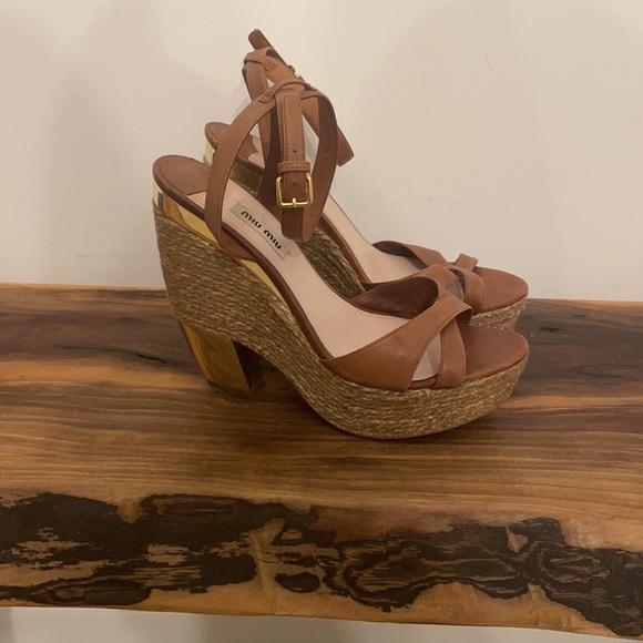 Miu Miu jute platform sandals - Picture 1 of 9